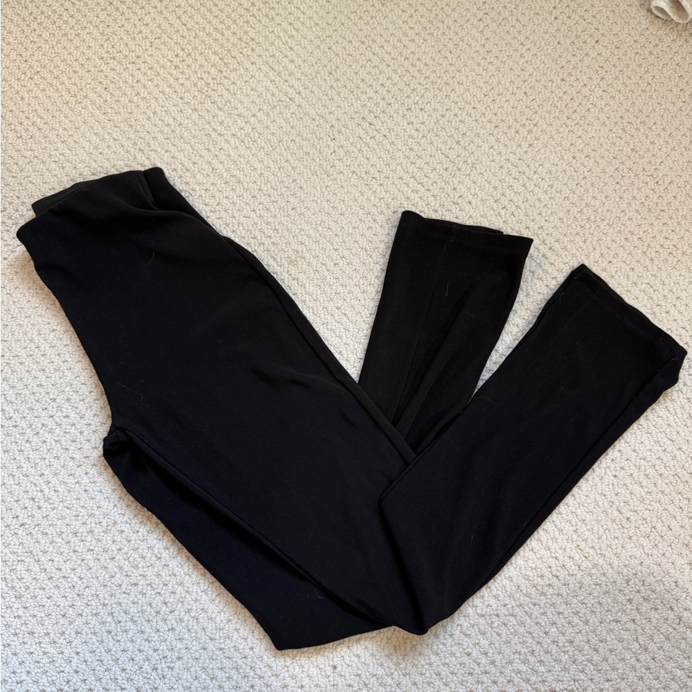 Zara Black split-hem Stretch Pull-On Pants
